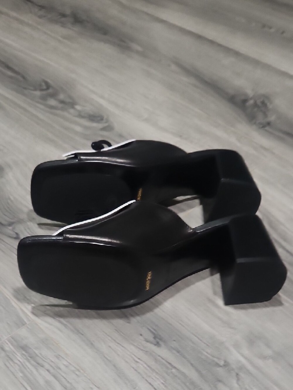 NIB Marc Nolan Sienna Black & White Tassel Leather Slide Heels - Picture 5 of 7